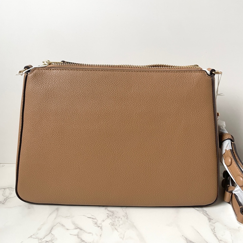 New Tory Burch Large Leather Convertible Shoulder Bag Cognac Brown - Picture 8 of 12